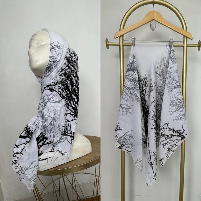 syukron- Segiempat Voal Motif Akar Ranting / Hijab Segi Empat Voal Motif Akar / Jilbab Segiempat