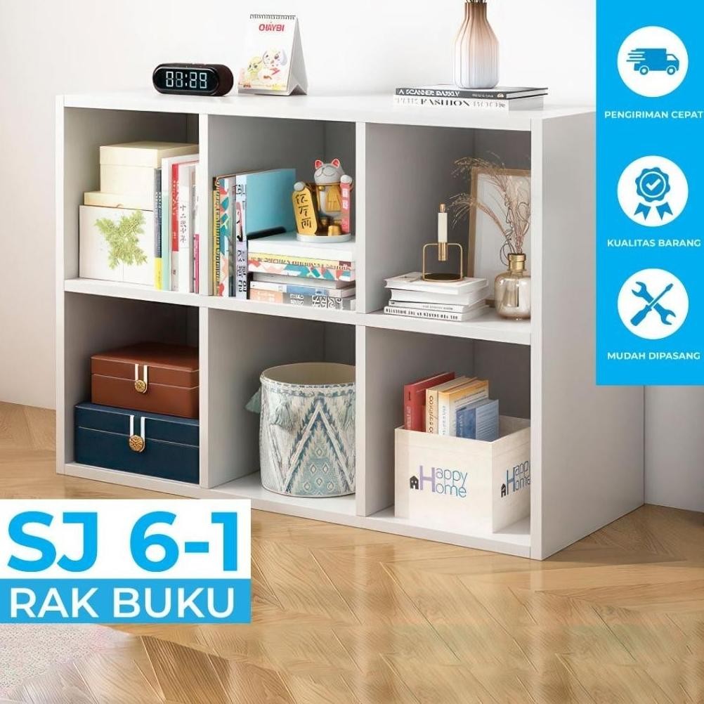 Rak Buku Minimalis Rak Kabinet Lantai Lemari Sisi Kecil penyimpanan Rak Buku 6 Tingkat