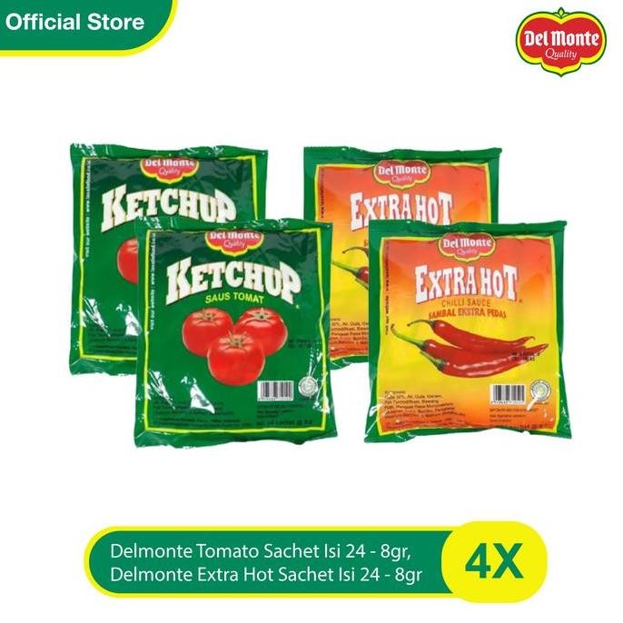 

PROMO DELMONTE SACHET ISI 24 - 8GR - SAUS TOMAT 2 PCS & SAUS EXTRA HOT 2 PCS