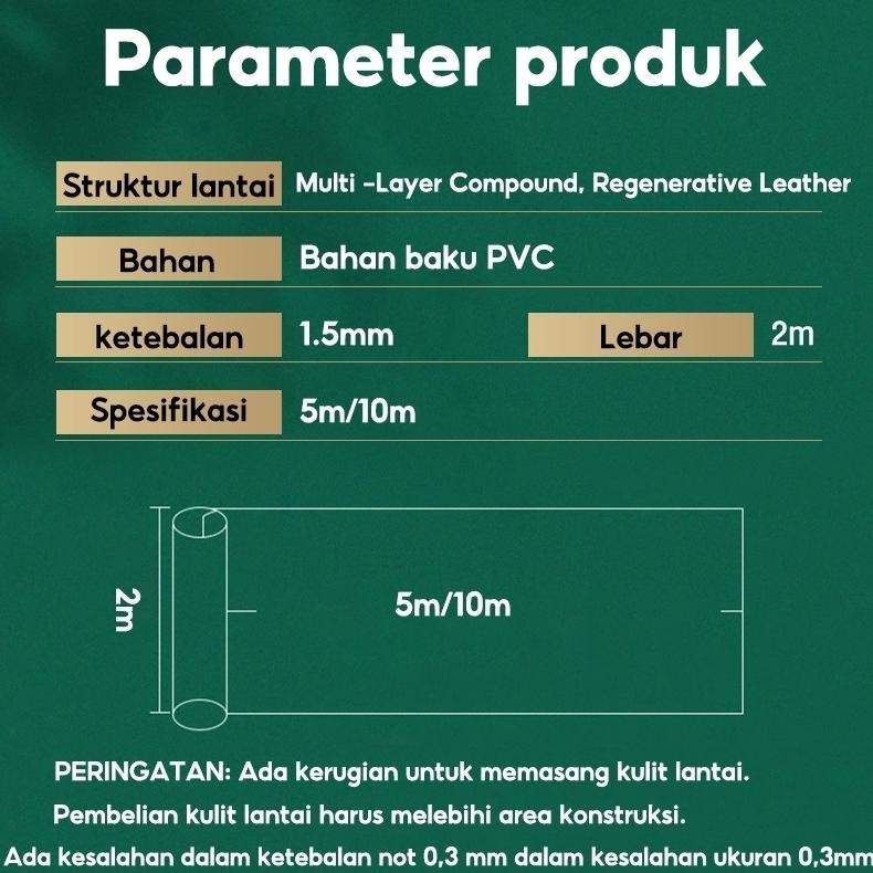 WN Reaim KARPET LANTAI VINYL Gulungan Tebal 1.5 MM Ukuran: 2M x 5M /10M Gulungan Tebal Sticker Lanta