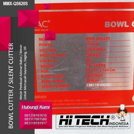 Spesial Bowl Cutter Fomac Mmx-Qs620S Silent Cutter Mesin Adonan Bakso