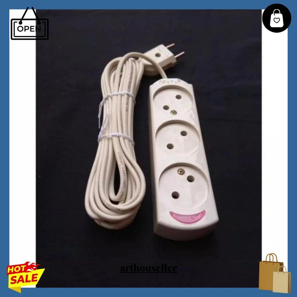 Stop Kontak Gepeng 2 3 4 5 Lubang + Kabel 3 5 Full Meter Sni + Lampu Indikator Kabel Olor Oloran Ter