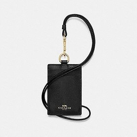 

NEW Coachh gantungan ID Card Lanyard Original Black gold metal logo kb