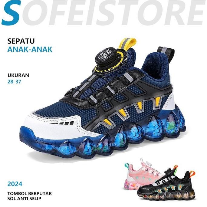 NEW NEW SOFEISTORESepatu Olahraga Siswa Non-slip Sepatu Anak-anak Bernapas Sepatu Fashion Anak Laki-
