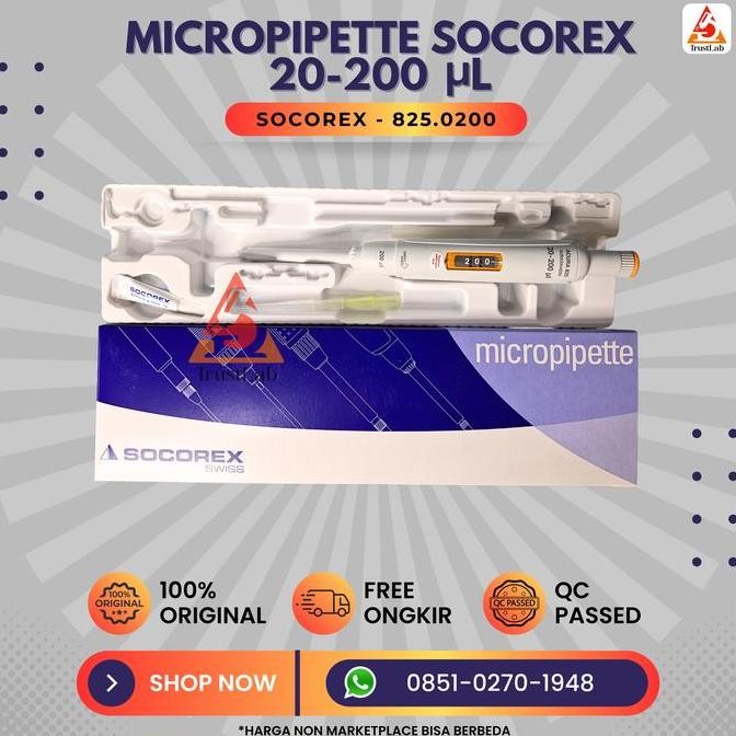 Micropipette 20-200ul Socorex | Mikropipet 20-200ul Socorex 825.0200
