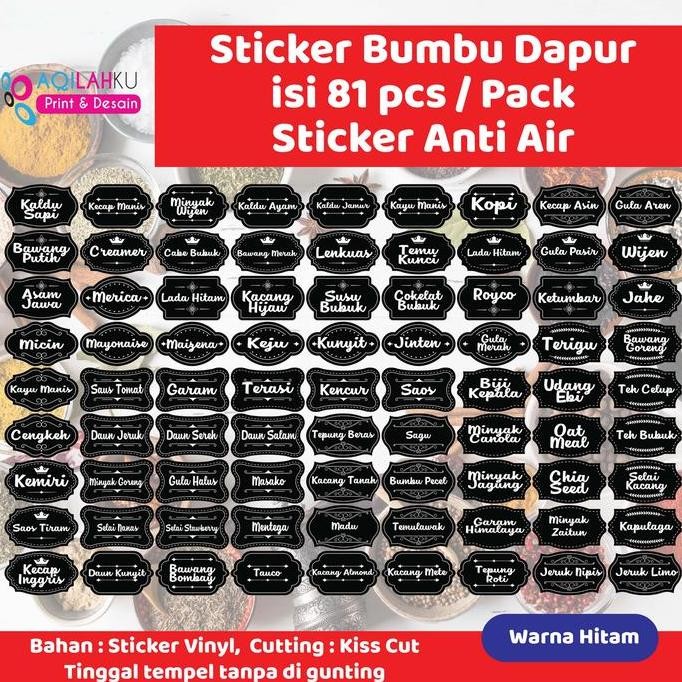

ready (ISI 81PCS) STIKER LABEL NAMA BUMBU DAPUR UKURAN 5X3CM STICKER ANTI AIR