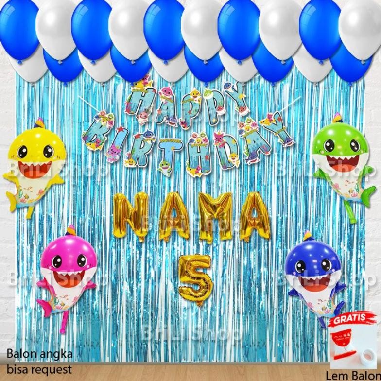 Paket Set Dekorasi Ulang Tahun Anak Baby Shark | Pesta Ultah HBD Babyshark