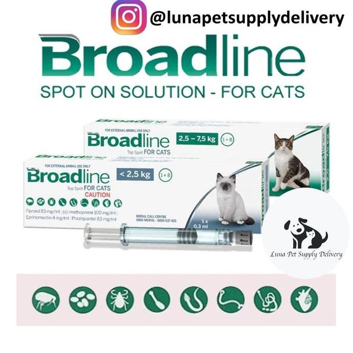 Obat Kutu, Pinjal, Scabies & Cacing Kucing Broadline S dibawah 2,5 kg