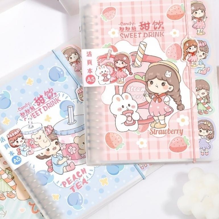 

SET Binder A5 20 Ring Lengkap Divider Kertas Motif POWDER SUGAR