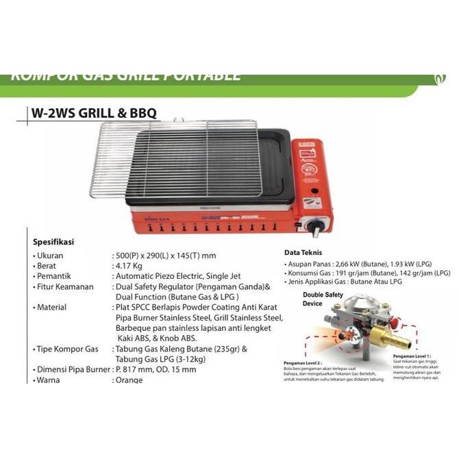 HARGA DISC - KOMPOR WINN GAS W-2WS GRILL & BBQ (