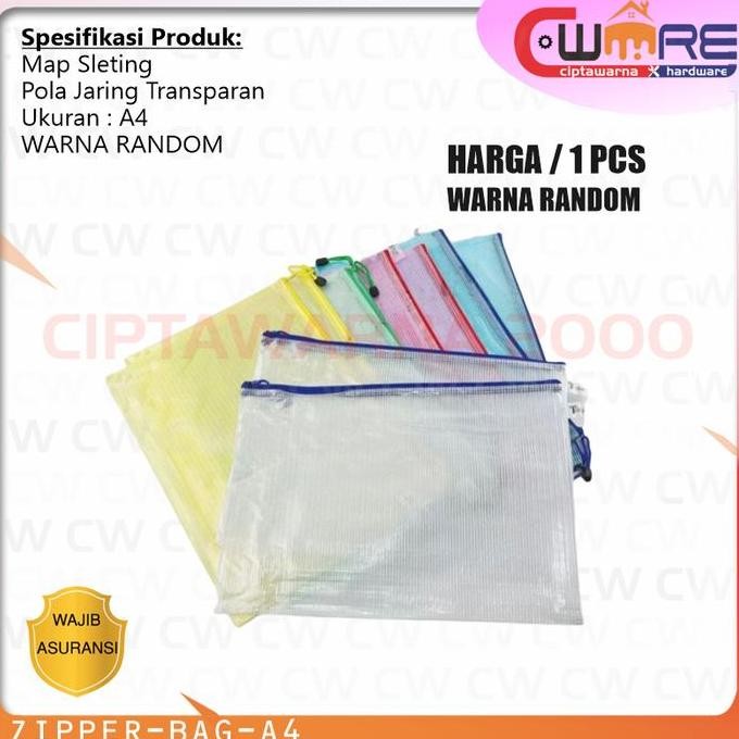 

Produk Terbaik] Zipper Zip Bag A4 Plastik Map Sleting Pola Jaring Transparan - NATS