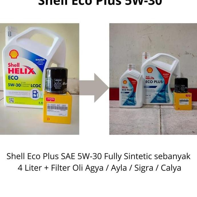 Paket Oli Shell Helix Eco 5W-30 + Filter Oli Agya/ Ayla/ Sigra/ Calya