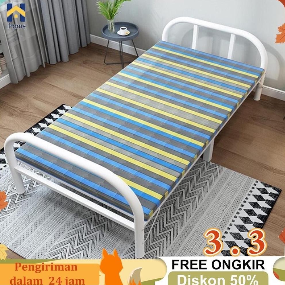 Ranjang Lipat Kasur Lipat Ranjang Besi 100cm Folding Bed Portable