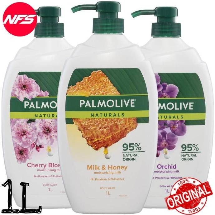 Palmolive Naturals Body Wash 1 L-Cherry Blossom/Milk&Honey/Orchid-Moisturising Shower Gel Pump/Sabun