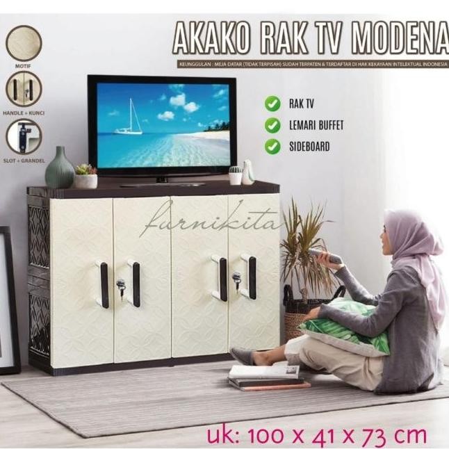RAK TV PLASTIK AKAKO SIMPLE MEJA TV LACI