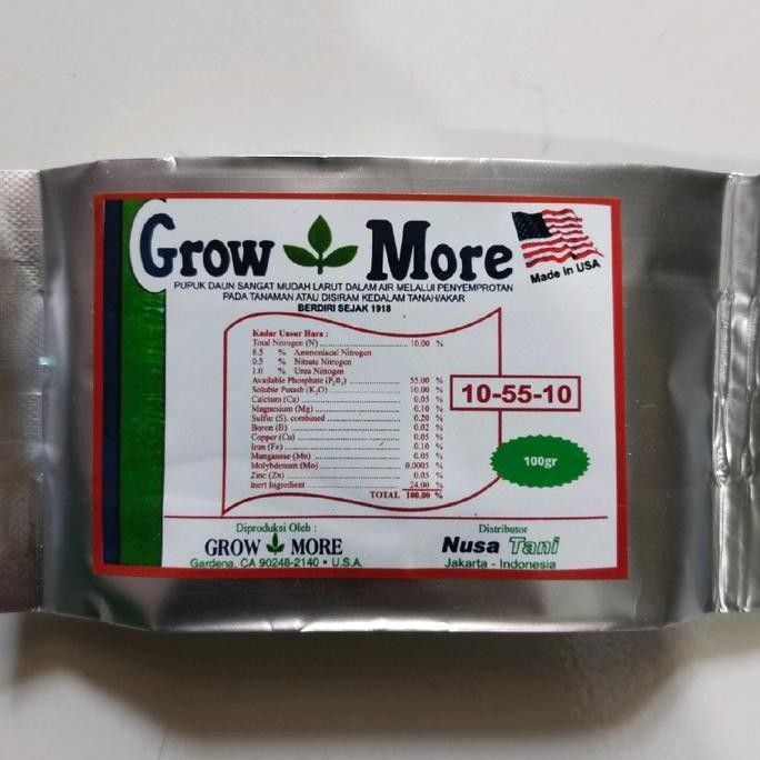 

Terlaris Pupuk Npk Growmore 10-55-10 Pupuk Pembungaan Tanaman 100Gr