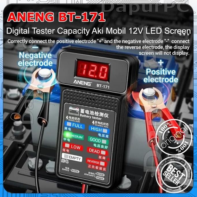 ANENG BT-171 DIGITAL TESTER CAPACITY AKI MOBIL 12V LED SCREEN