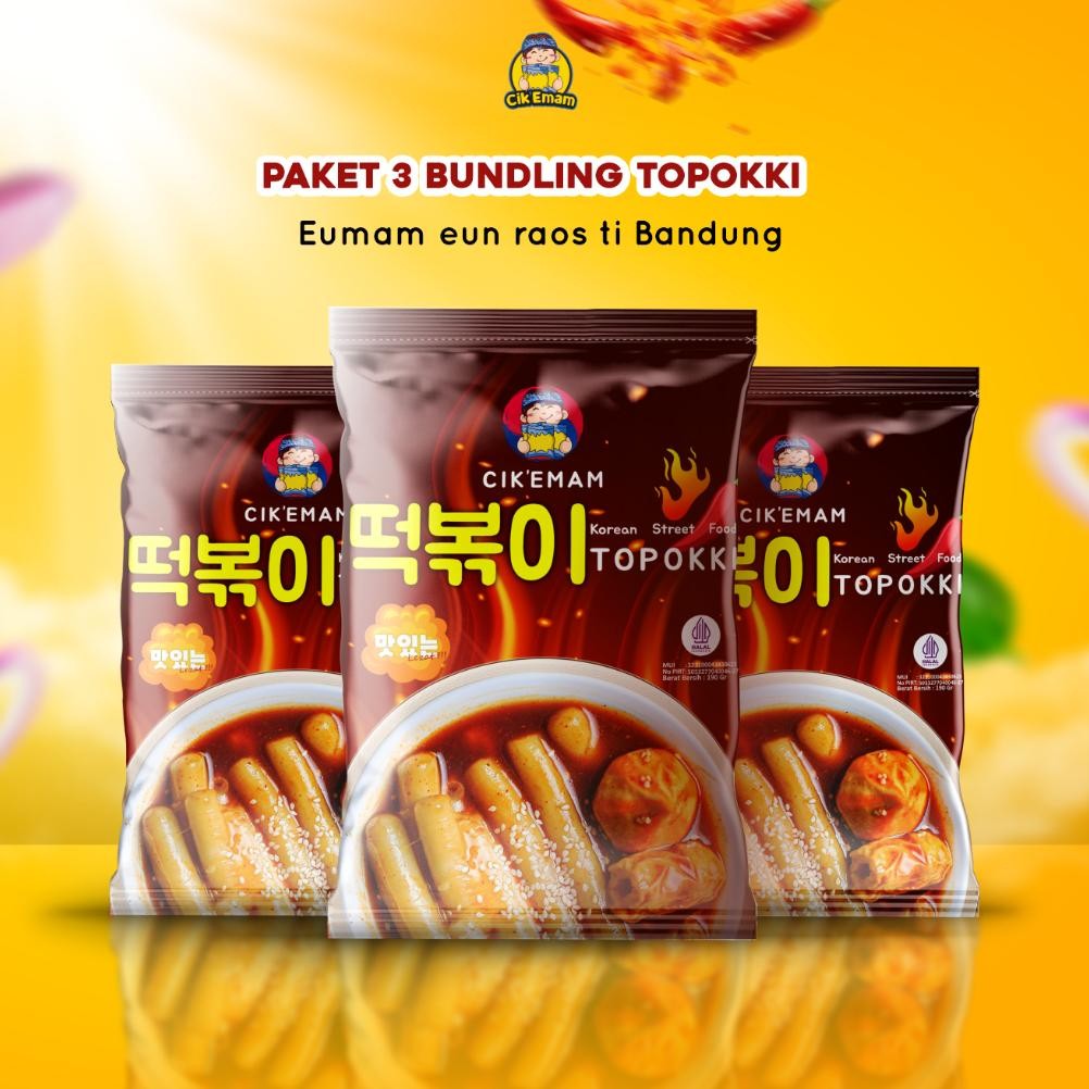 

CikEmam Paket Topokki (3 Pcs) - Makanan Khas Korea - Halal - Pedas Gurih Cikemam