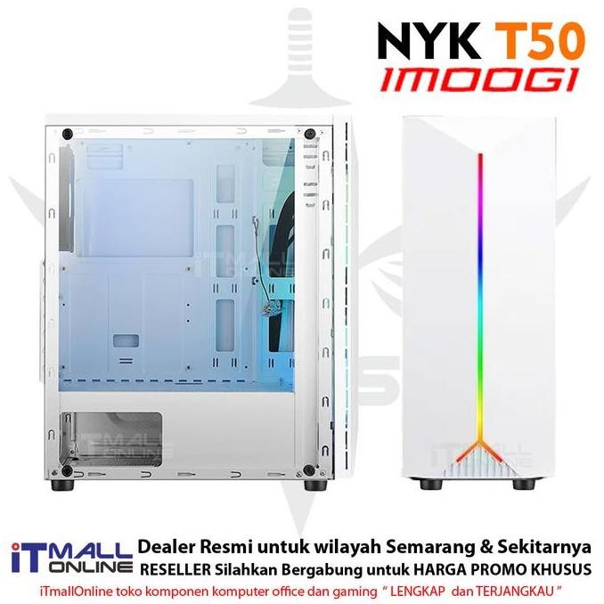 Casing komputer gaming casing pc gaming casing gaming  putih T50 Imoogi