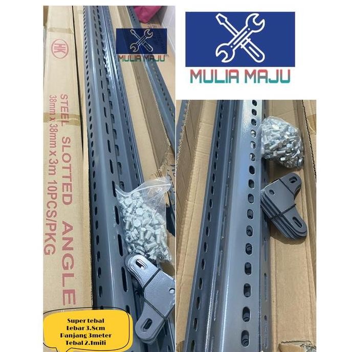 Rak Siku Lubang Tebal 2.1mili 3.8cm BesiSiku Lubang Tebal 2.1mm 3meter Termurah