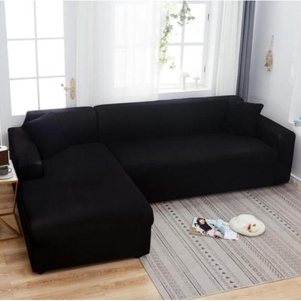 Murah Original Elastis L Shape Sofa Cover Sarung Sofa Pattern Polos