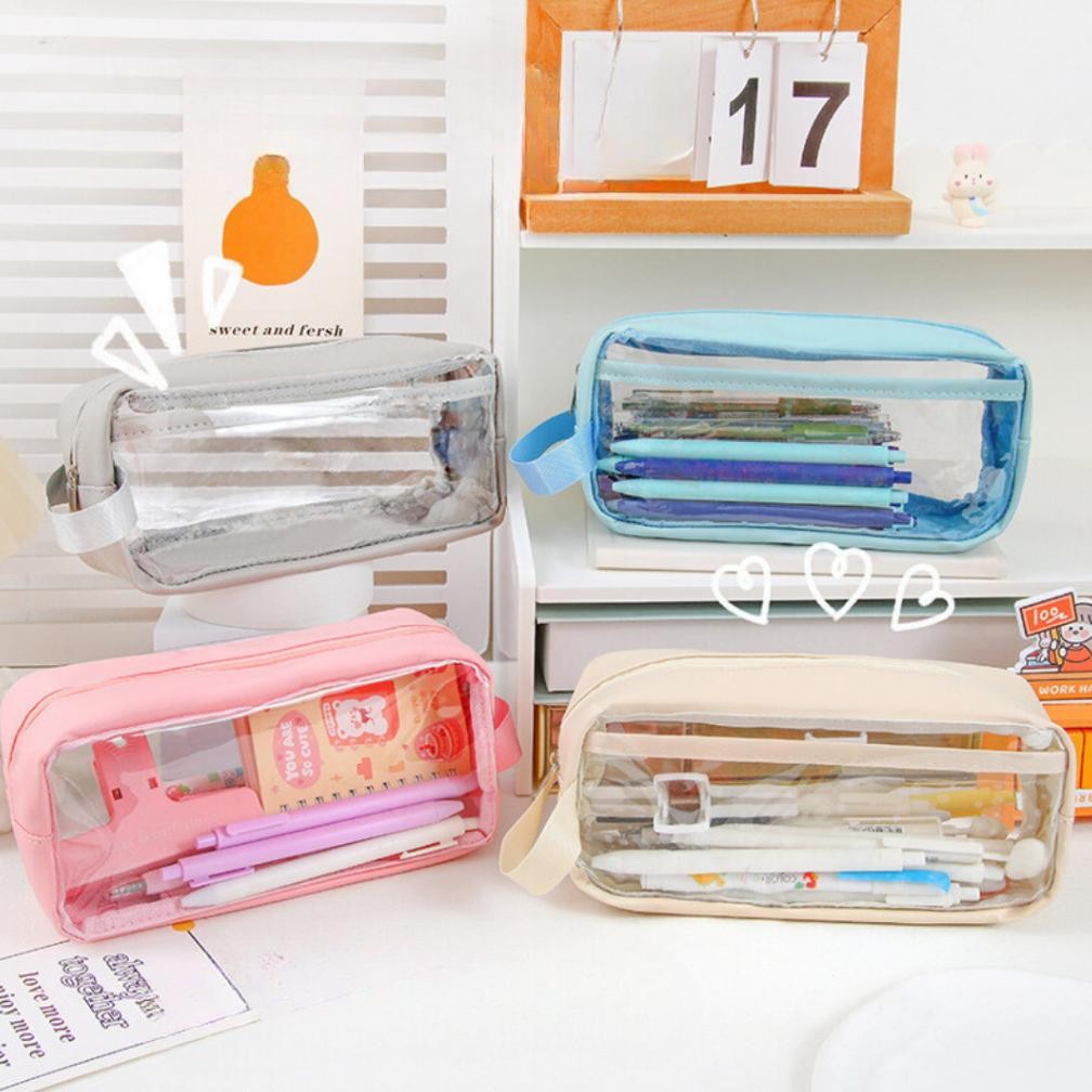

Sale! Tenno Kotak Pensil Lucu Transparant Tempat Alat Tulis Box Makeup Multifungsi Kapastias Besar Waterproof Anti Air Estetik Aesthetic Warna Pastel Macaroon
