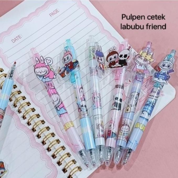 

Ready (12 Pc) Pen Gel Cetek Klik Sanrio Kuromi Melody Hellokitty Pena Ballpen Lotso Labubu