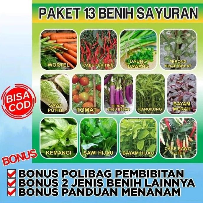 

Terlaris Paket Hemat 13 Benih Sayuran + Bonus Polibag Semai, Pupuk Npk Serta Benih Lainnya