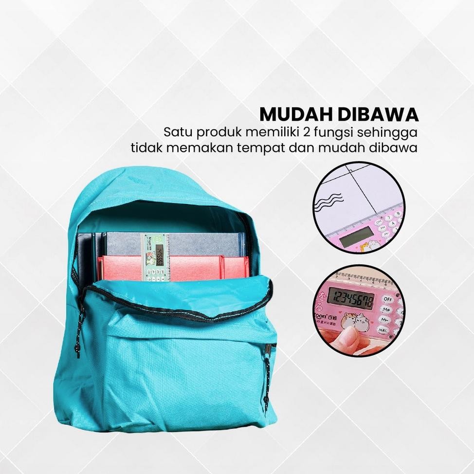 

Ready Kalkulator Penggaris 2In1 Mini Karakter Kalkulator 8 Digit Penggaris 15Cm Praktis / Ruler Set Perlengkapan Sekolah DanKantor Bunda A65