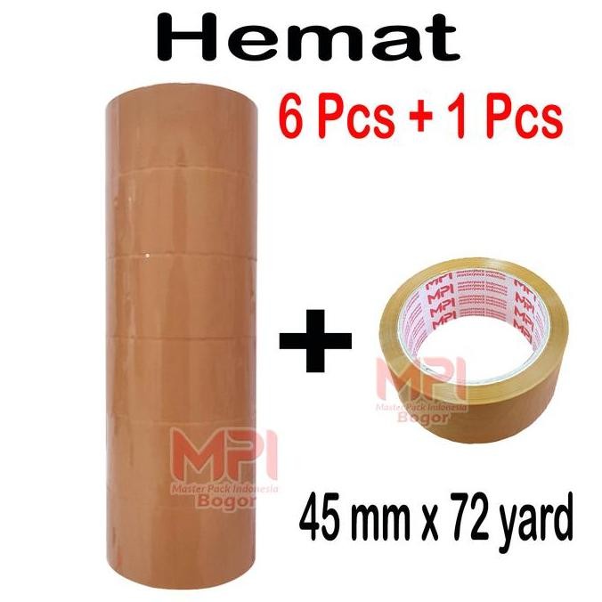 

Promo Paket 7 Pcs (6+1) Lakban Coklat MPI 45 mm x 72 Yard BC - Lakban Untuk Packing - Master Pack Indonesia Bogor COD