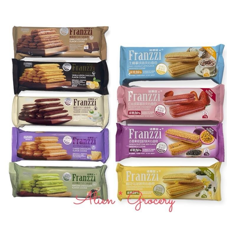 

Ready stok Terlaris FRANZZI Sunssi Cookies Cookie Biskuit Dark Chocolate Vanilla Lemon Yoghurt Cheese Matcha Red Velvet Strawberry Osmanthus Oolong Coconut Latte Passion Fruit Chia Seed 70gr Termurah