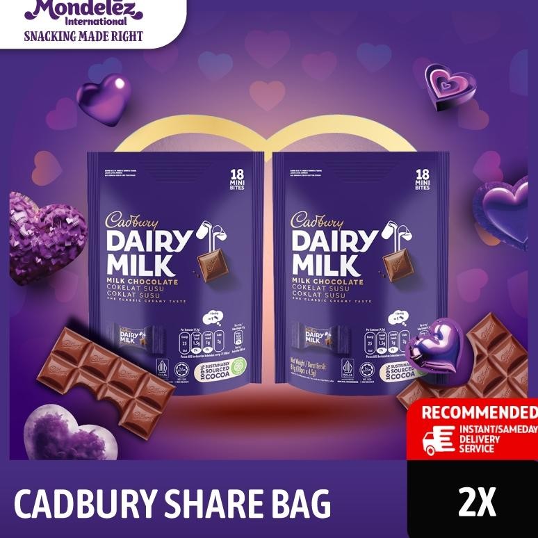 

Ready stok Terlaris Cadbury Dairy Milk Cokelat Sharebag Isi 18 x 2 Termurah