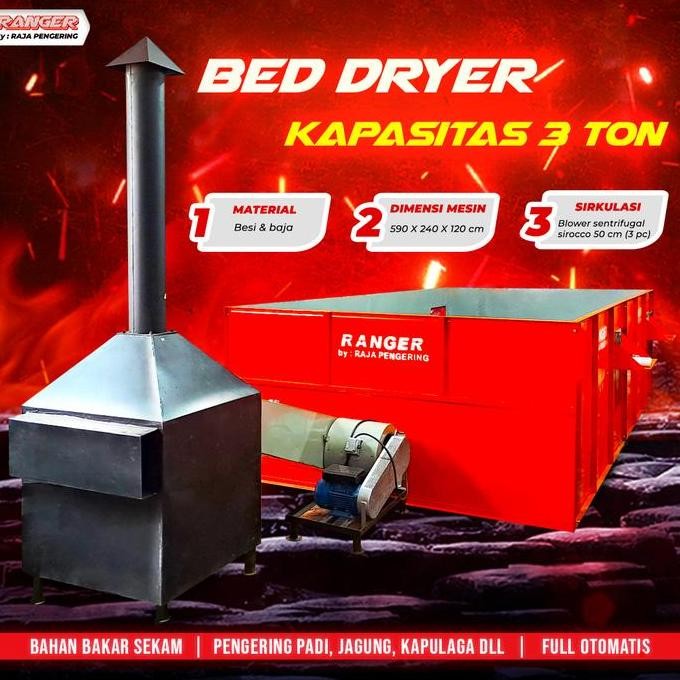 

Terlaris Mesin Pengering Padi Gabah Jagung Model Bed Dryer 3 Ton Kayu Bakar