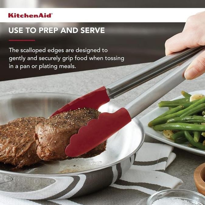 KitchenAid - Silicone Stainless Steel Tongs, Penjepit Makanan