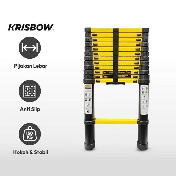 Krisbow Tangga 3.8 Meter Teleskopik Aluminium Single Prlts2608