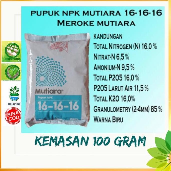 

Terlaris Pupuk Npk Mutiara 16 16 16 Kemasan 100 Gram