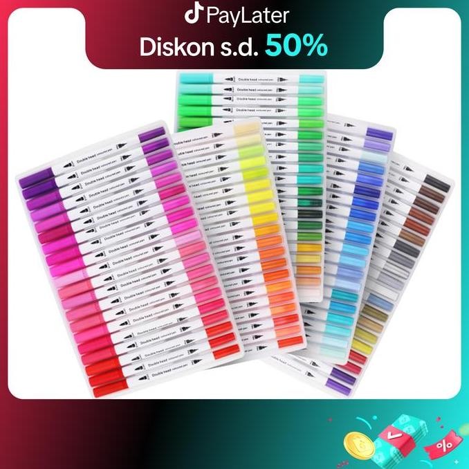 

Hightune Spidol Warna Brush Pen 2 Tips - 12/24/36/48/60/80/100/120 Spidol Set Marker Drawing Pen - Stationery Hightune Spidol Original