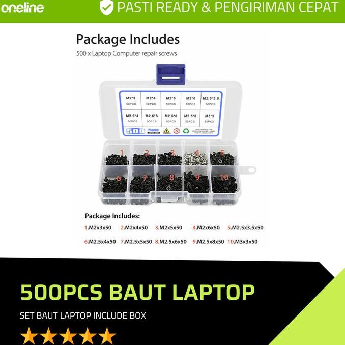 ND 500 Pcs Baut Sekrup Laptop | 1 Set Lengkap Sekrup Baut Laptop NotASUS Acer MSI Lenovo