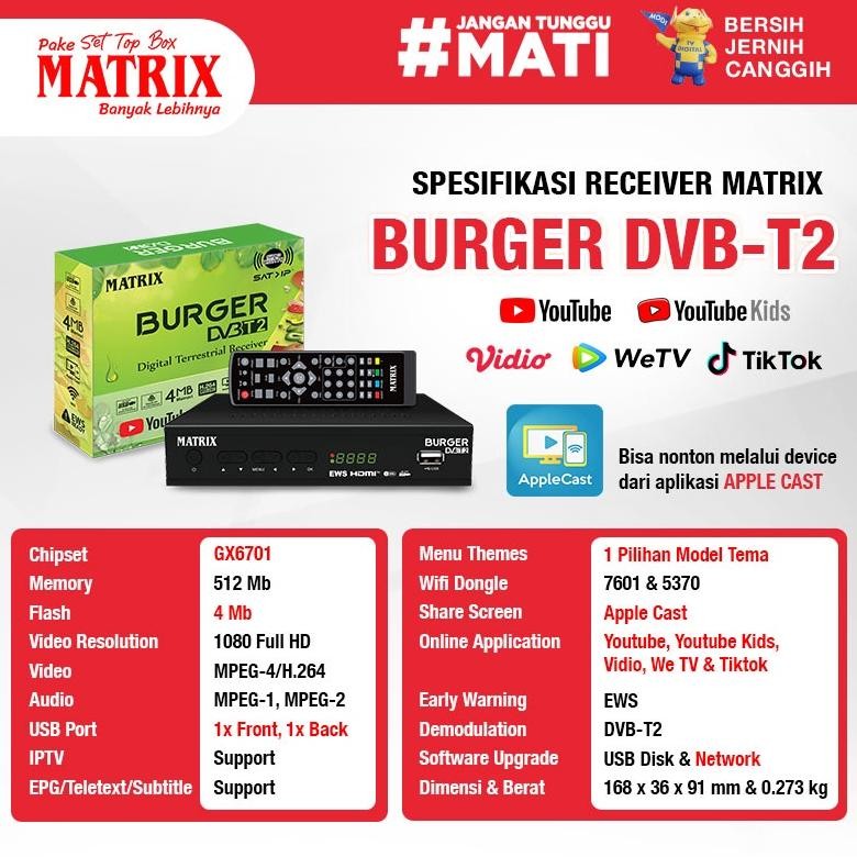 HJK [COD] SET TOP BOX TV DIGITAL MATRIX APPLE DVBT2 / STB MATRIX / STB MATRIX APPLE MERAH / SETOP BO