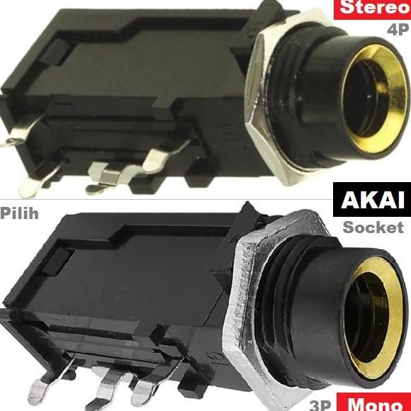 Socket Stereo/Mono Headphone/Microphone Soket Jack MIC Akai Toa 6.5mm