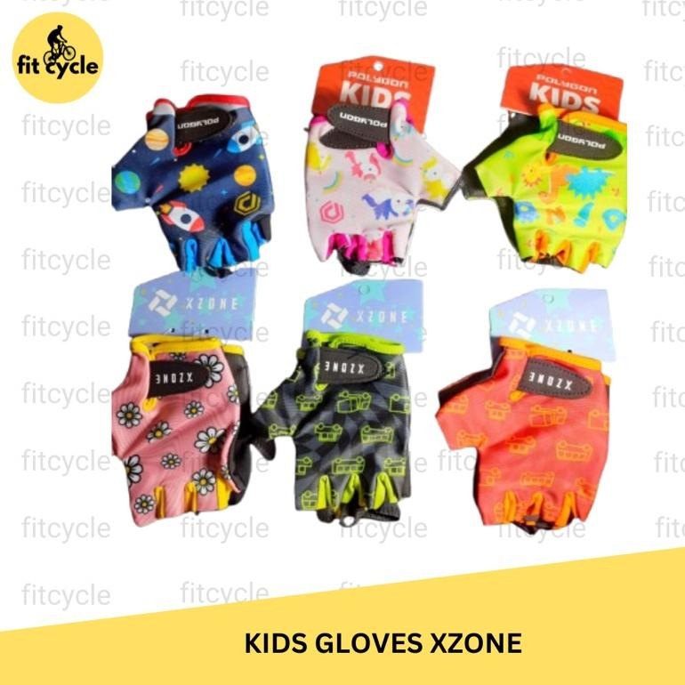 Sarung tangan sepeda anak Xzone bike gloves for kids xzone AST