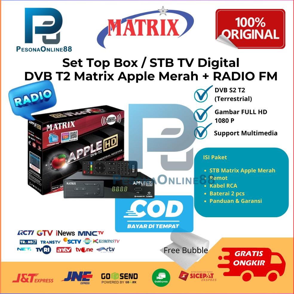 HJK STB / Set Top Box TV Digital DVBT2 Matrix Burger / Matrix Apple Merah / Super HD Kijang / Evinix