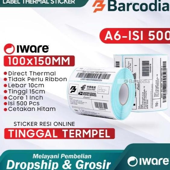 

new kertas thermal label sticker 100x150 500pcs bare ukuran a6 stiker thermal 100x150mm