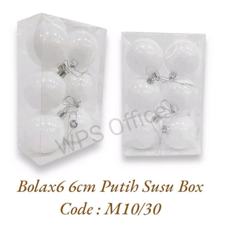 Ufo-2025 Hj-77 Hiasan Natal Bola 6Cm Isi 6 Putih Susu M10/30 - Hiasan Natal - Hiasan Bola Natal - Hi