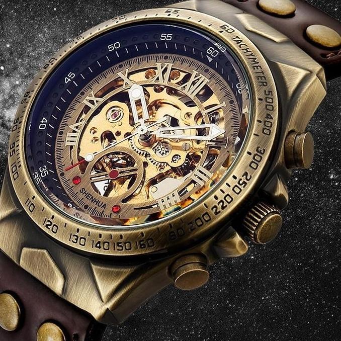 Grosir Jam Tangan Asli Otomatis Kulit Tahan Air Mesin Mekanik Transparan Awet Seumur Hidup Premium O