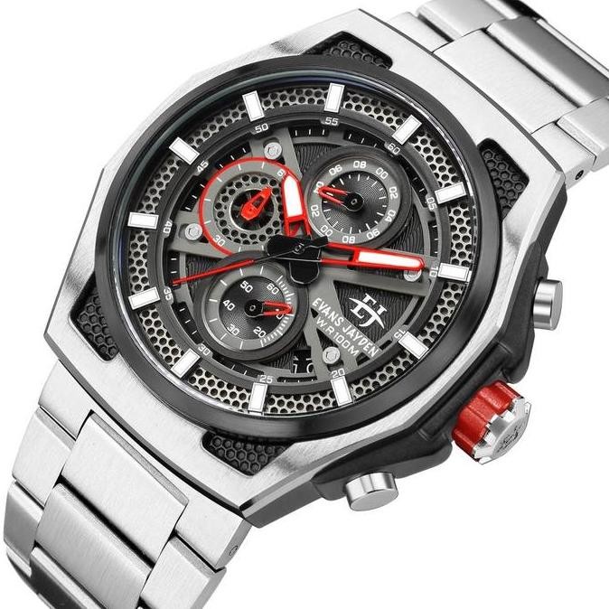 Promo Diskon   Evans Jayden Jam Tangan Pria Ej 9585 Rantai Stainless Steel Chronograph Kaca Sapphire