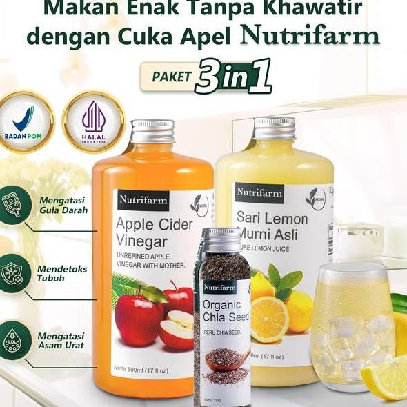 

Nutrifarm Paet 3In1 Cua Apel Ari Lemon Chia Eed