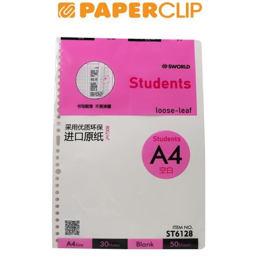 

LOOSE LEAF A4 SWORLD STUDENTS ST6128 30H 50P PLAIN