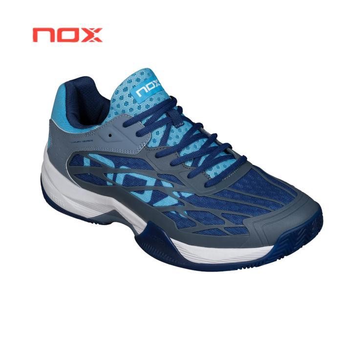 Padelhype | Shoes Nox At10 Lux Stone/Bonnie Blue | Sepatu Padel Nox Padel Shoes Nox Termurah Best Qu
