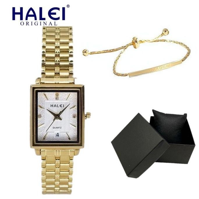 Sale Promo Jam Unisex (21Mm Dan 31Mm) Halei Anti Air Original Bonus Gelang Titanium Bisa Cod ( Dsh-0